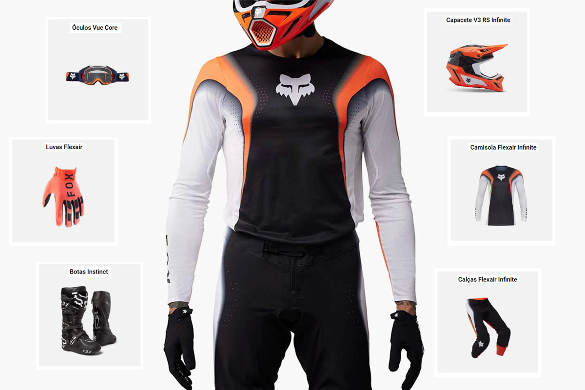 Equipamento-FOX-Flexair-Infinite-Laranja-Flo Equipamento completo FOX - My25